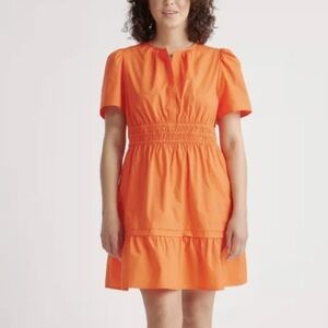 Quince Cotton Tiered Mini Dress Vermillion Red
